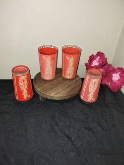 4 Piece MCM 1960’s Culver Asian Goddess Tumblers, set of 4