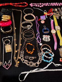 Jewelry Wear or Craft About 50 Pieces - Watches, Bracelets, Necklaces, Misc