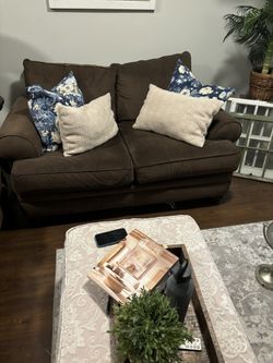 Two Brown Sofas