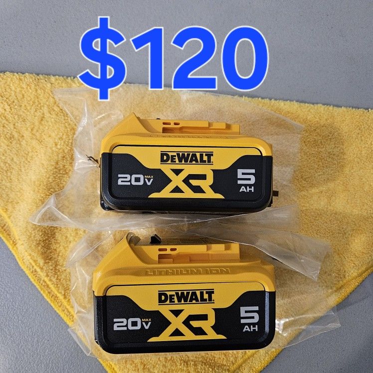 New Dewalt 5.0ah Battery set ($120 for both batteries) 20-Volt