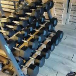 Dumbells 5- Through 45 Brand New Still In The Box 750 With The Rack