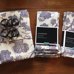 New Dining Table Set, Table Cloth, Napkins & Rings 