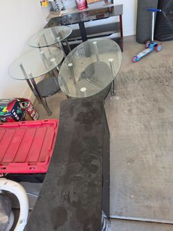 2 TV stands & 3 piece living room furniture.