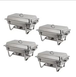 4 Pack Premier Chafers Stainless Steel Chafing Dish 11 Qt. Full Size Buffet Trays