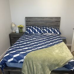 Twin Bed With Side Table