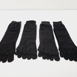 4 Pairs Black Wooden Clogs Cotton Five Toe Socks Separate Toes, Dry Five Fingers Prevent Athlete's Foot Movement, Protect Split-Toe Socks
