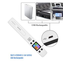 Portable Scanner for Business Photo Picture Receipts in 1050DPI, A4 Document Scanner, 1.8 inch Color Screen, Flat Scanning, JPG/PDF Format Selection, 