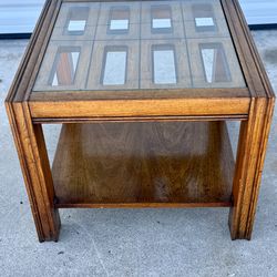 Wood Side Table With Glass Top