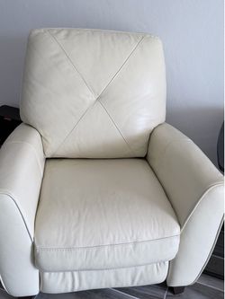 Leather Pushback Recliner in Ivory
