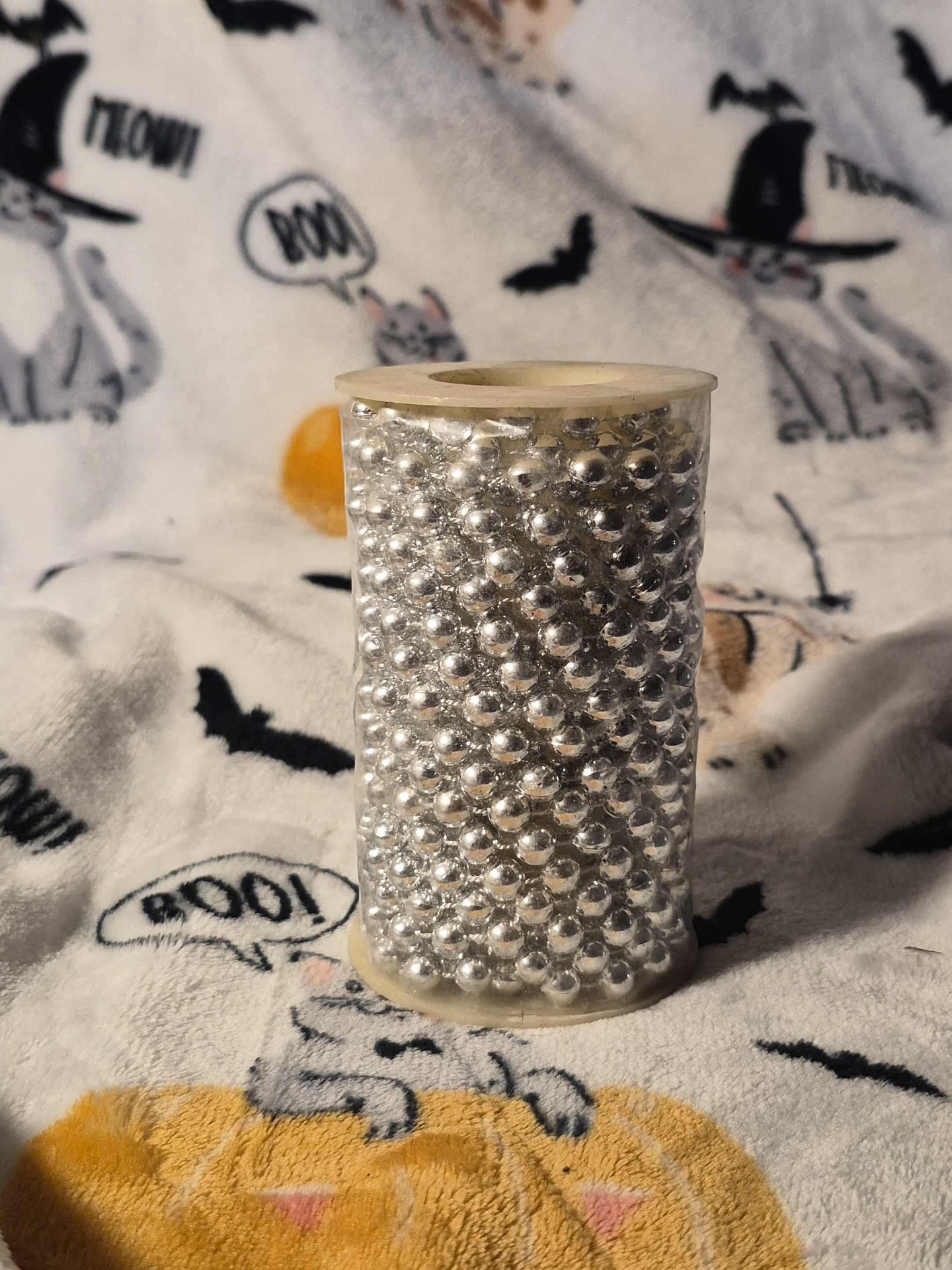 Silver Beaded Decorative Garland Roll