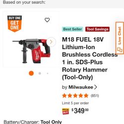 M18 FUEL 18V Lithium-Ion Brushless Cordless 1 in. SDS-Plus Rotary Hammer (Tool-Only)