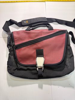 Black and Red Leather Messenger Bag