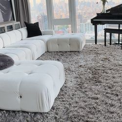 Velvet Reversible Modular Sofa & Chaise with Ottoman
