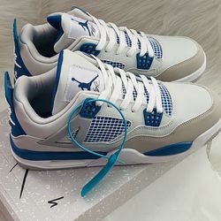 Air Jordan 4 “Military Blue” Retro OG 2024 Sneakers – White, Blue & Grey Classic Basketball Shoes (Men’s Size [10,9.5,8,7])
