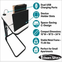SeeTable - Slot C-Shape Side Table with USB Charging & Device Stand