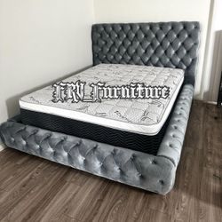 New Queen Be Frame With Mattress 