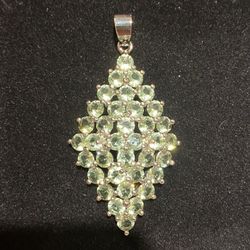 Natural Green Amethyst Pendant 925