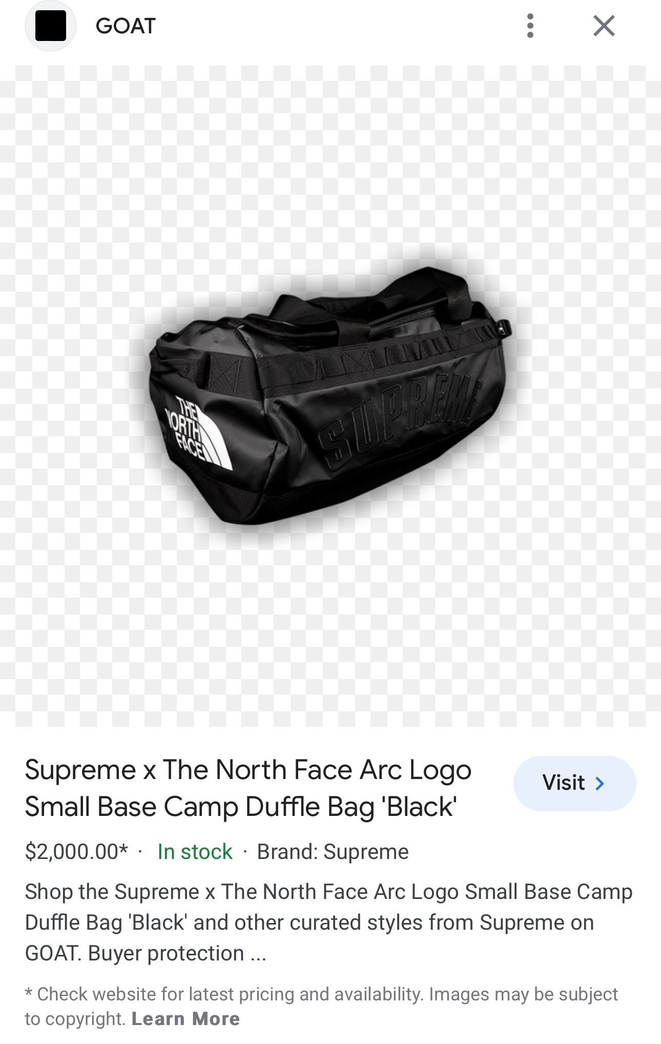 Supreme X, the north face Park logo, small base camp, duffel bag black