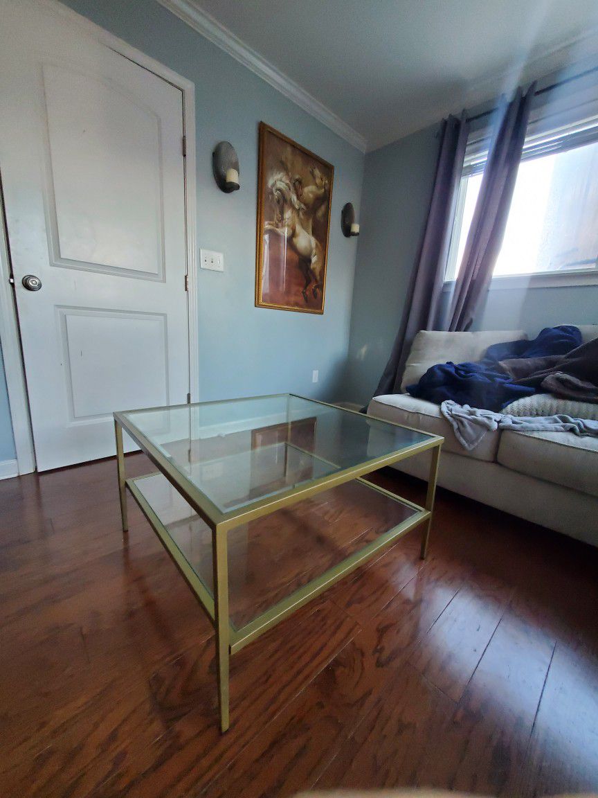 Gold Glass Coffee Table 