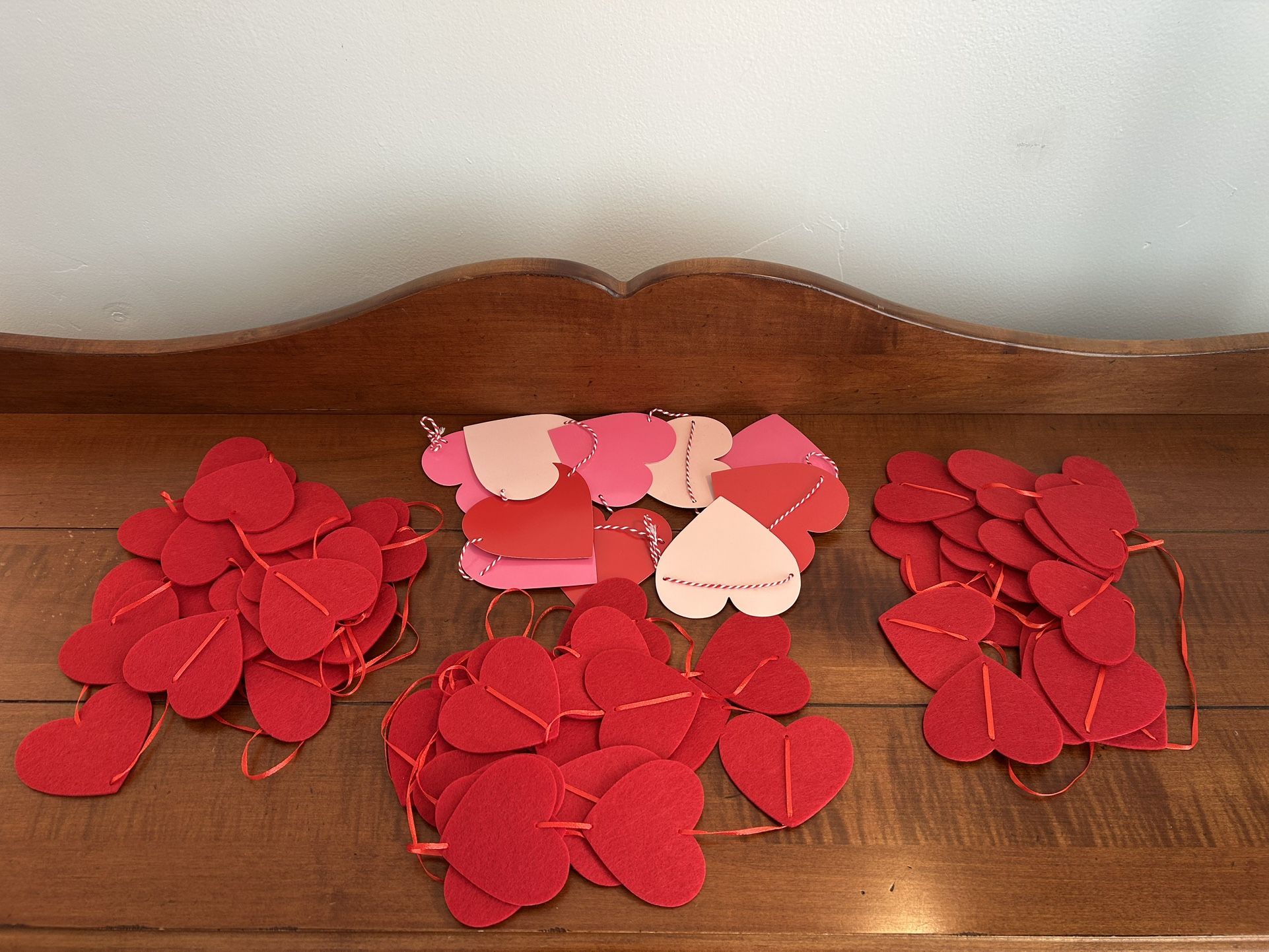 Set of 4 Felt / Craft Paper Heart Valentine’s Day Garlands 6-8’
