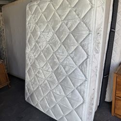 Beautyrest full size mattress $75, Box Spring $45, metal bed frame $45 