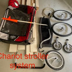 Chariot Double Stroller Thule w/attachments