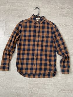 H&M Brown/Navy Checkboard Patch Flannel Shirt
