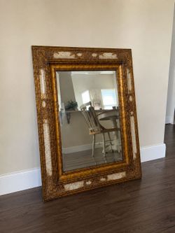 Ornate Gold Wall Mirror – 24" x 30" Decorative Accent