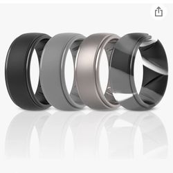 ThunderFit Silicone Rings for Men - Size 15 Breatheable Airgrooves Step Edge 10mm Wide - 2.5mm Thick