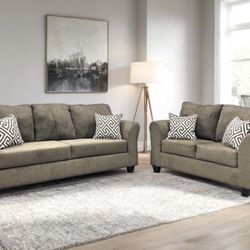 Brown Chenille Sofa And Loveseat 