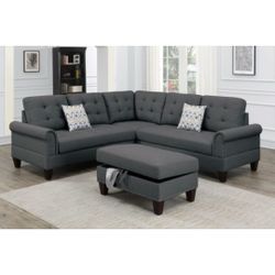 Gray Sectional Sofa With Ottoman 