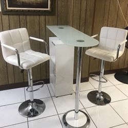 Bar Table White With Storage 