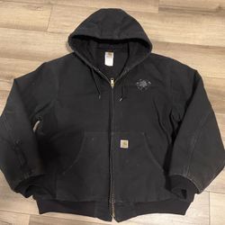 CARHARTT Vintage Black Men’s Hoodie Jacket w/Soft Fleece Padded Lining Size XL