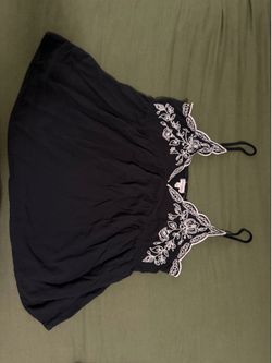 Black Top with Floral Design