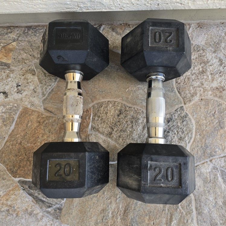 ( Set Of 2 ) 20lbs Dumbells / Hexagon 20lbs Weights / Exercise Weights
