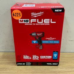 MILWAUKEE 2759-20 M18 FUEL W/ ONE-KEY 1/2” IMPACT WRENCH W/ PIN DETENT (TOOL ONLY).