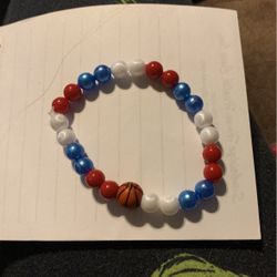Red,Blue,and White Basketball Bracelet 