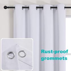 Outdoor Curtains for Patio Waterproof - Weatherproof Porch & Gazebo Curtains, Grommet Top and Tab Bottom Drape,1 Panel, 52" W x 96" L, White