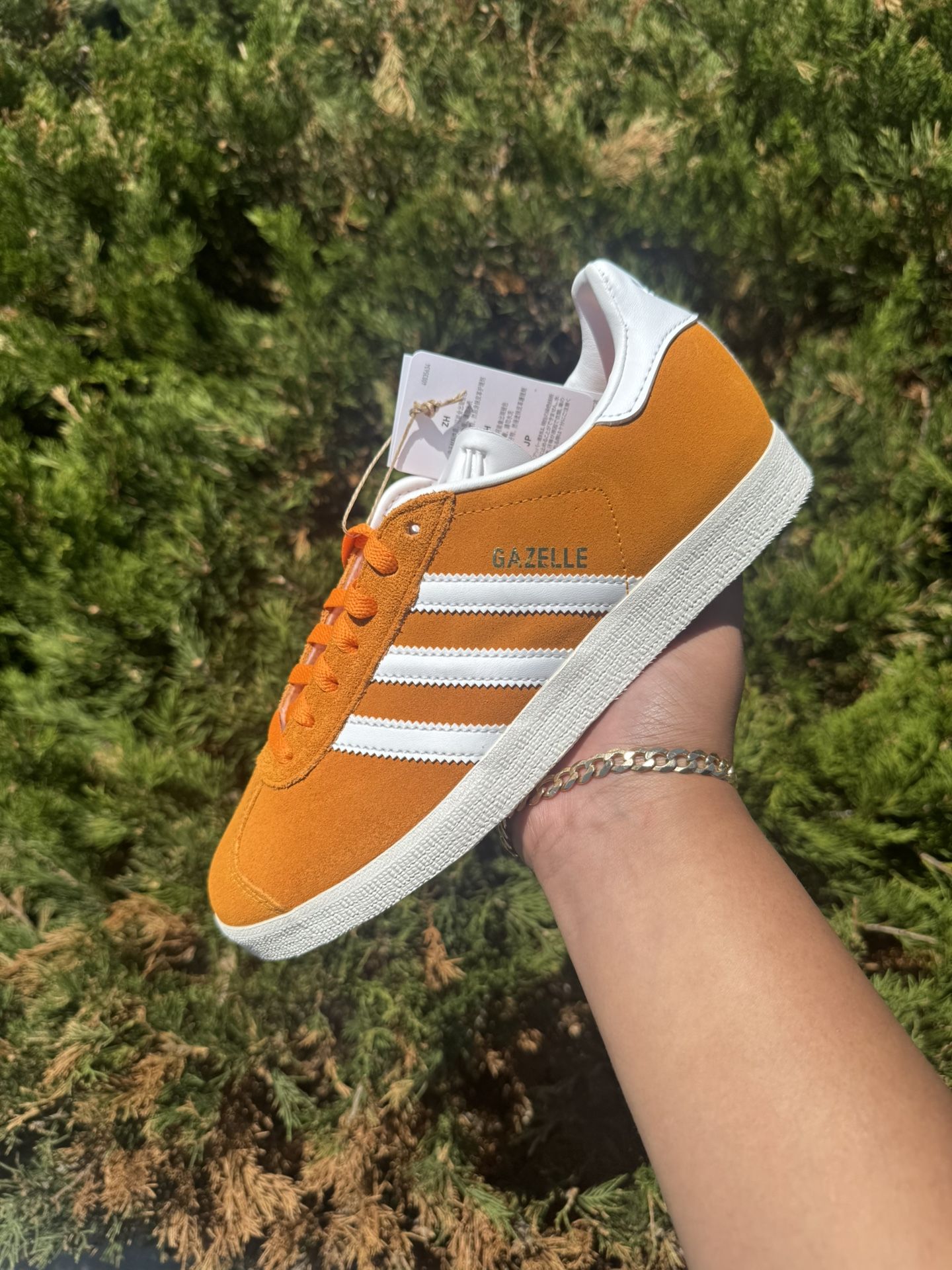 adidas gazelle orange and white
