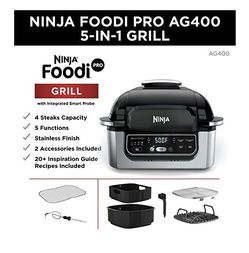 Ninja Foodi Pro 5-in-1 Indoor Grill with Integrated Smart Probe