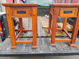 2 end tables made of wood solid with drawer