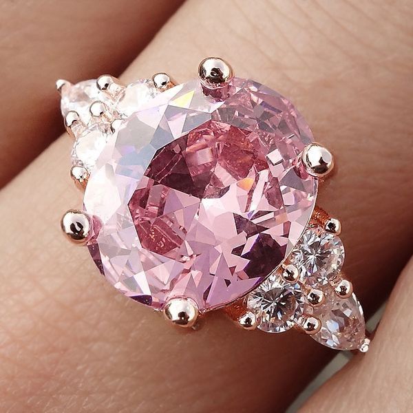 NEW Rose Gold Diamond Princess Ring for Women Fashion Wedding Party Anniversary Birthday Gift