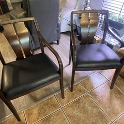 Authentic CabotWrenn-Wood/Leather Arm Chairs 