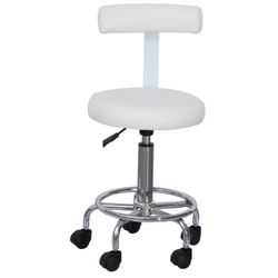 White Rolling Barberpub Tattoo Salon Stool On Wheels
