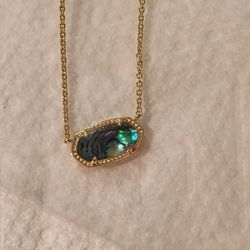 New Kendra Scott Elisa Pendant Turquoise Abalone 14 K Gold Plated 