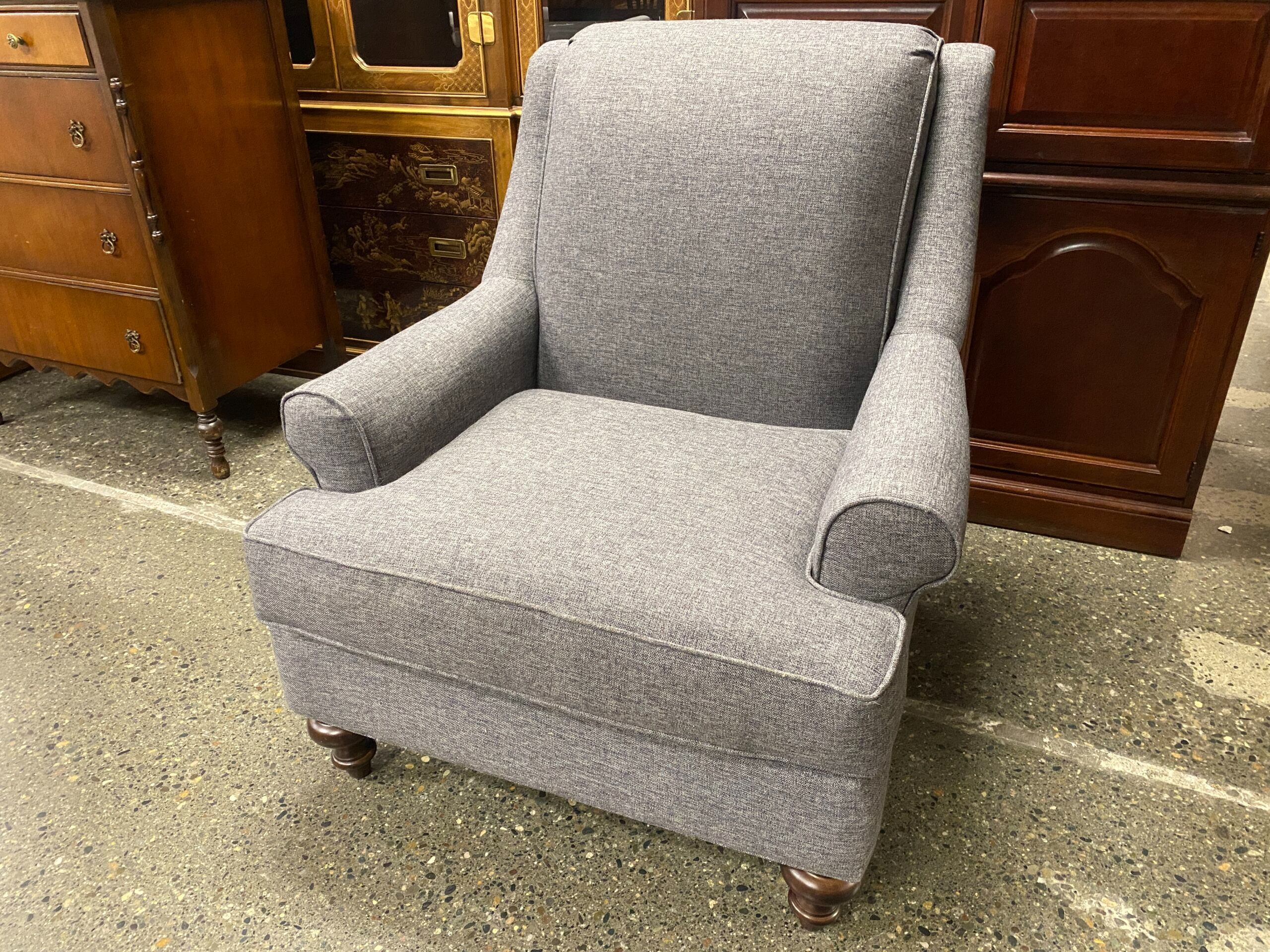 BASSETT Pewter Grey Fabric Armchair
