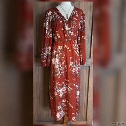 🍂 BLOOMCHIC • Floral Print Long Sleeve Maxi Dress (0X/12)