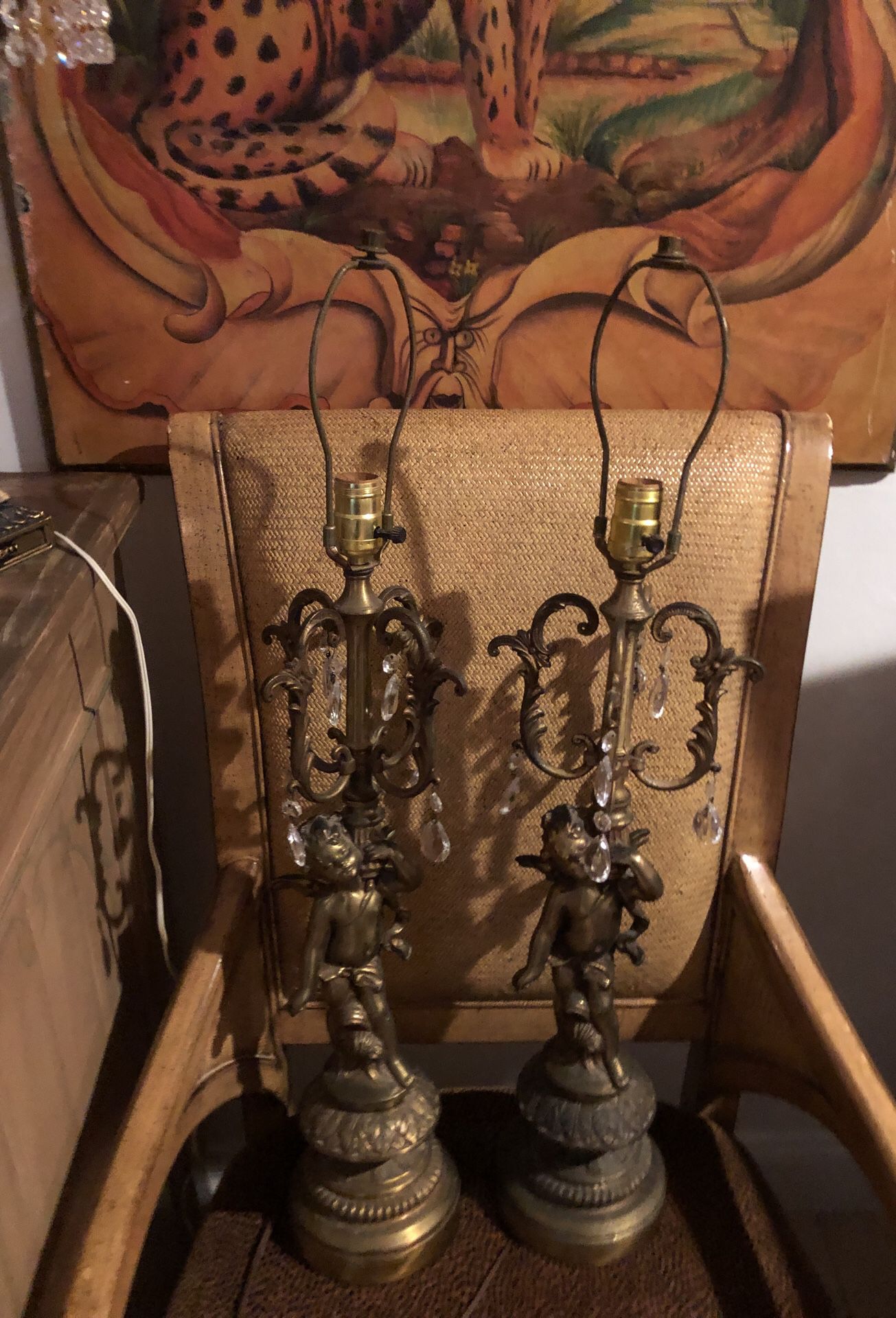 Antique cherub lamps