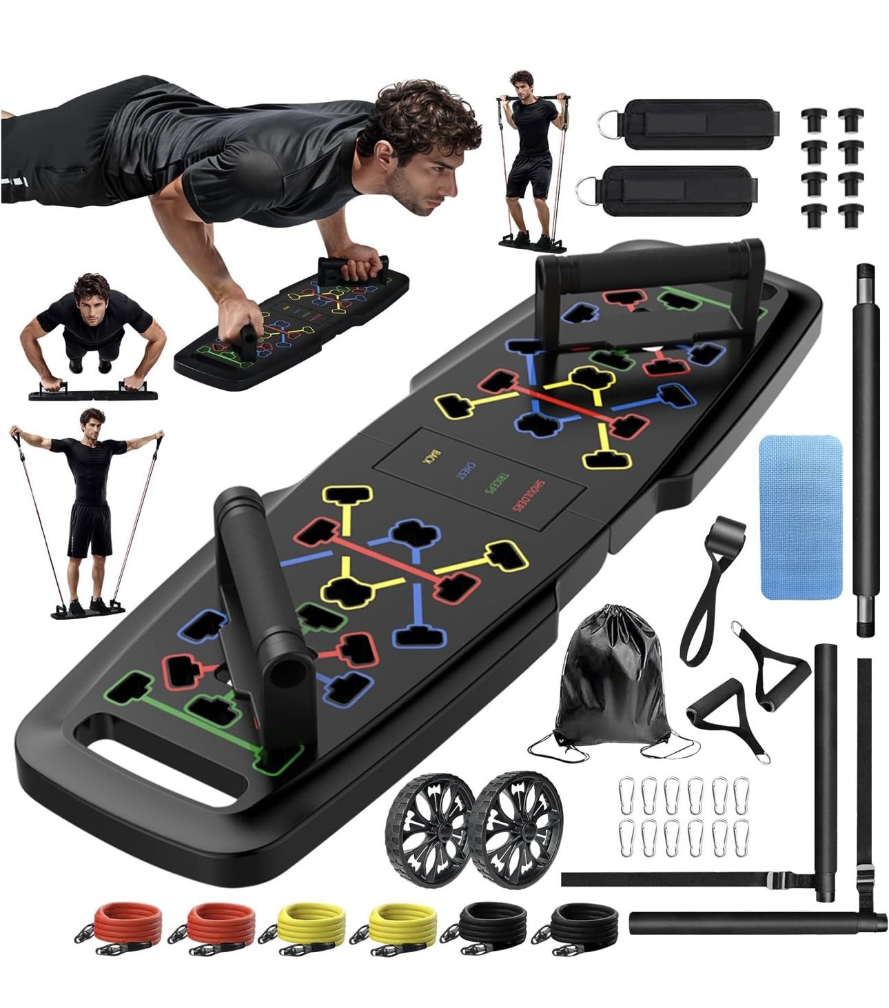 NEW Push Up Board,Home Gym, Portable Exercise Equipment,Pilates Bar and 20 Fitness Ac