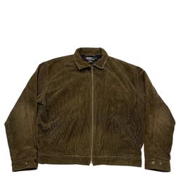Polo Ralph Lauren Corduroy Bomber Jacket Mens L Full Zip Coat Plaid